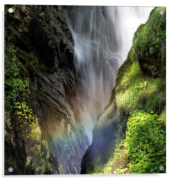  "Aira Force Waterfall Cumbria" Acrylic by raymond mcbride