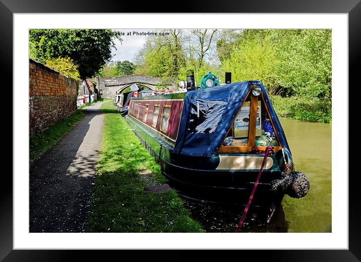  A pair of narrow boats at Christleton in Cheshire Framed Mounted Print by Frank Irwin