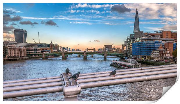 View along the River Thames Print by Colin Evans