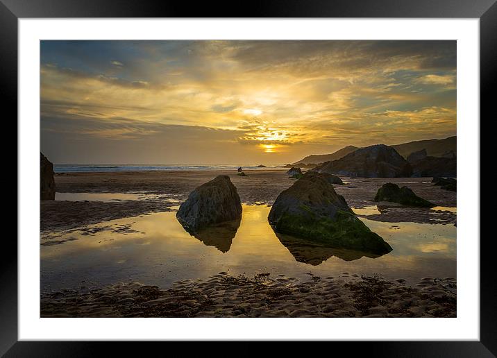  Combesgate Beach Framed Mounted Print by Dave Wilkinson North Devon Ph