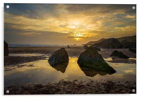  Combesgate Beach Acrylic by Dave Wilkinson North Devon Ph