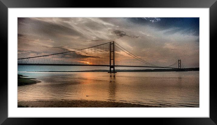  The Humber Bridge at Dusk  2015 Framed Mounted Print by Martin Parkinson