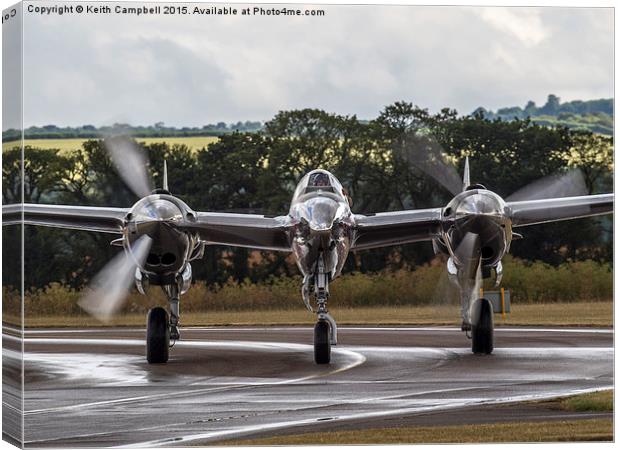  P38 Lightning taxies in. Canvas Print by Keith Campbell