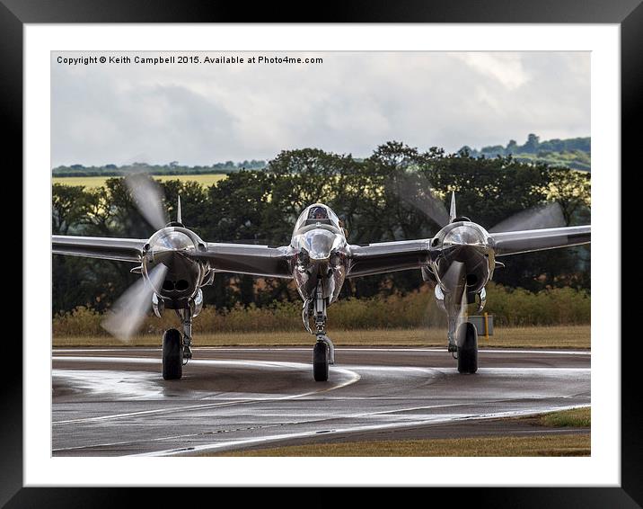  P38 Lightning taxies in. Framed Mounted Print by Keith Campbell