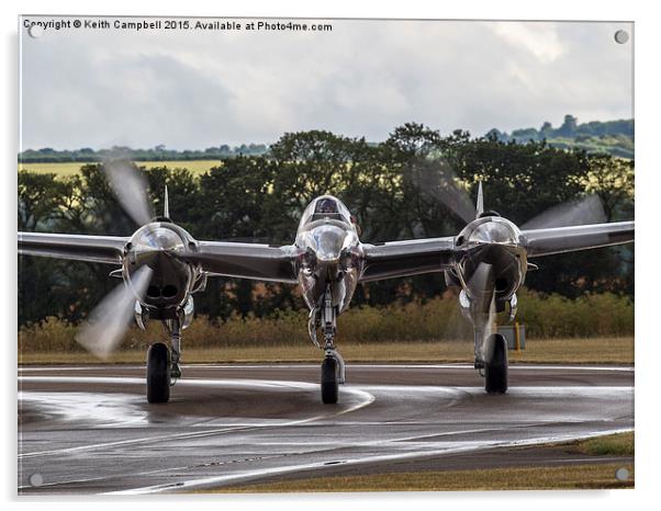  P38 Lightning taxies in. Acrylic by Keith Campbell