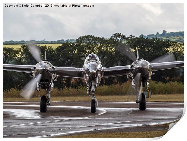  P38 Lightning taxies in. Print by Keith Campbell