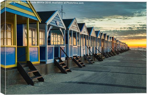 Beach Huts, Southwold at Sunrise 1 Canvas Print by Colin & Linda McKie