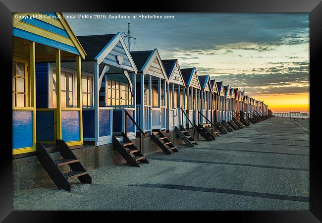 Beach Huts, Southwold at Sunrise 1 Framed Print by Colin & Linda McKie