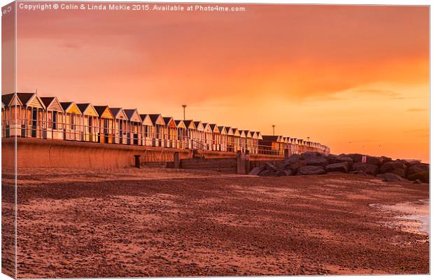 Beach Huts, Southwold at Sunrise 3 Canvas Print by Colin & Linda McKie