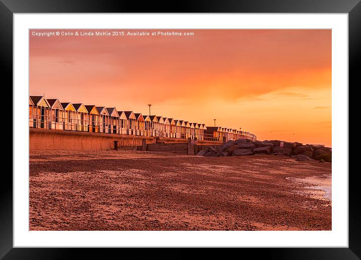 Beach Huts, Southwold at Sunrise 3 Framed Mounted Print by Colin & Linda McKie