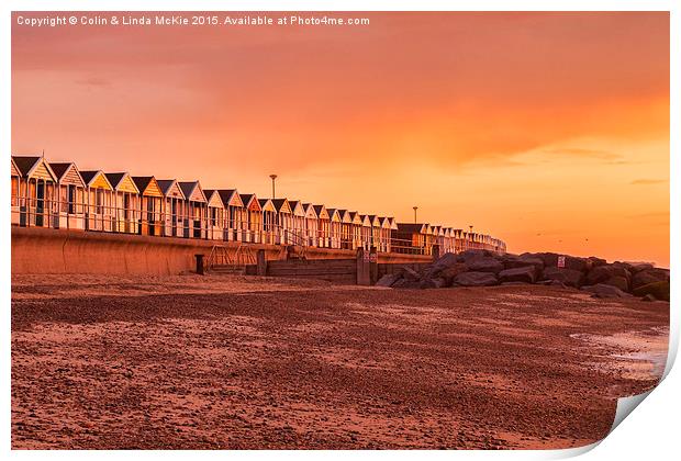 Beach Huts, Southwold at Sunrise 3 Print by Colin & Linda McKie