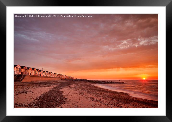 Beach Huts, Southwold at Sunrise 4 Framed Mounted Print by Colin & Linda McKie