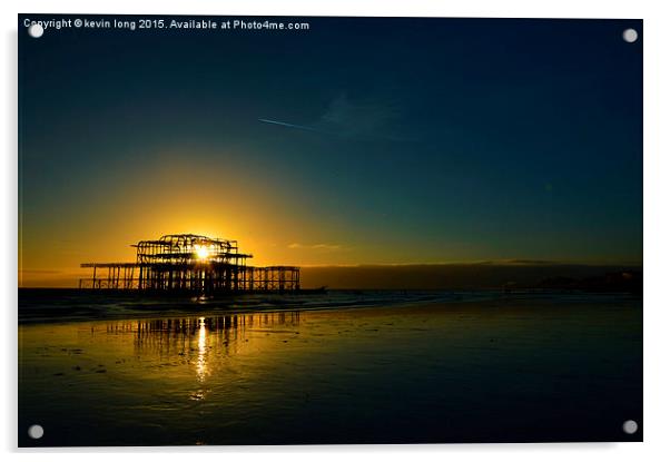  west pier at sunset in Brighton  Acrylic by kevin long