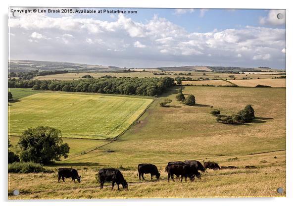 Cissbury Ring, The South Downs Acrylic by Len Brook