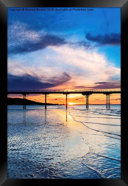 Summer Sunset Saltburn Framed Print by Richard Burdon