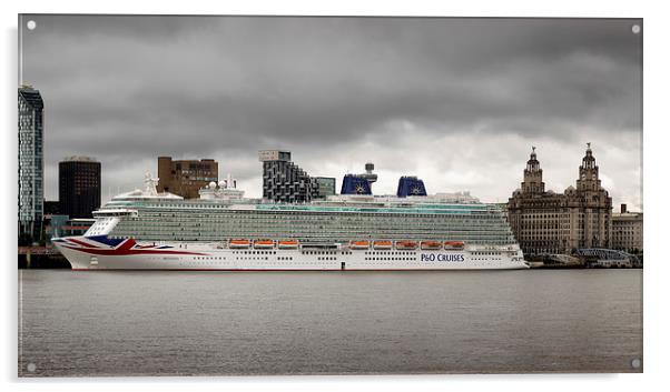  MV Britannia visits Liverpool Acrylic by Rob Lester