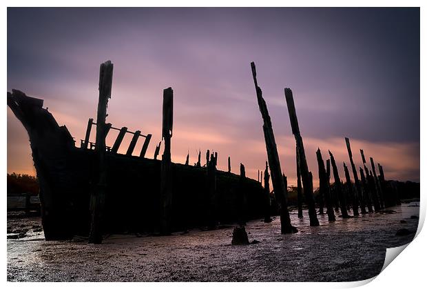  Sunset shipwreck Print by Gary Schulze