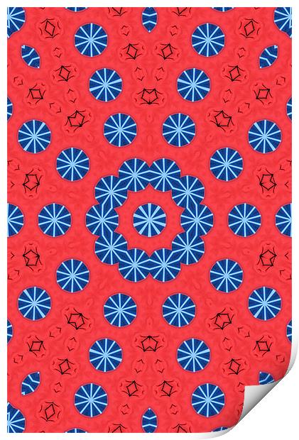Red and blue circle star Print by Ruth Hallam