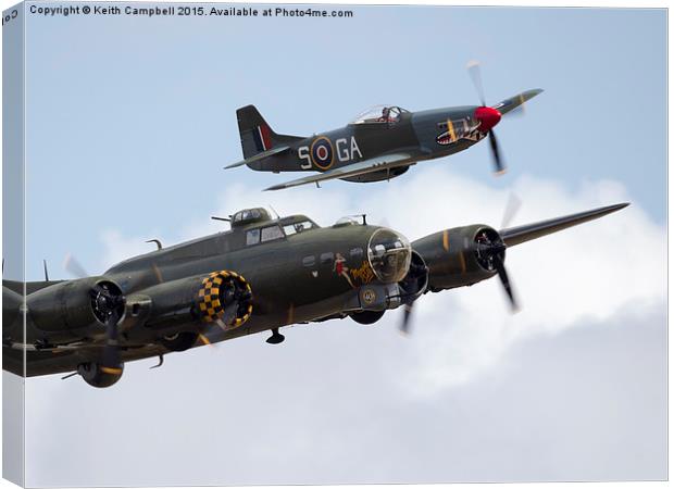  B-17 Flying Fortress and P-51 Mustang Canvas Print by Keith Campbell