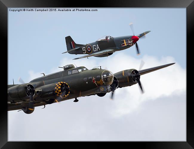  B-17 Flying Fortress and P-51 Mustang Framed Print by Keith Campbell