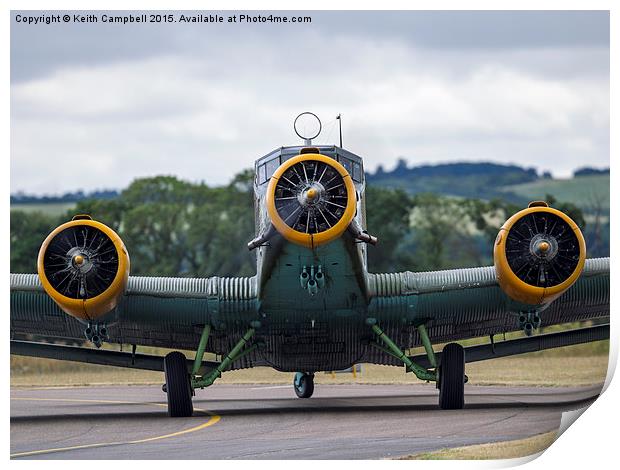  Junkers JU-52 head-on Print by Keith Campbell