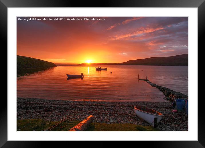  Sunset At Trondra, Shetland. Framed Mounted Print by Anne Macdonald