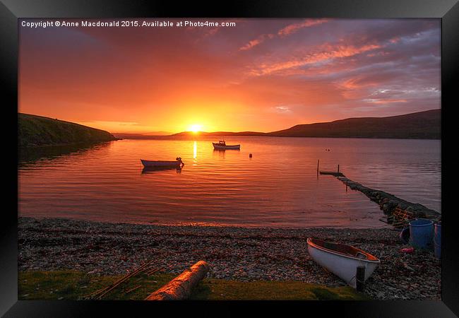  Sunset At Trondra, Shetland. Framed Print by Anne Macdonald
