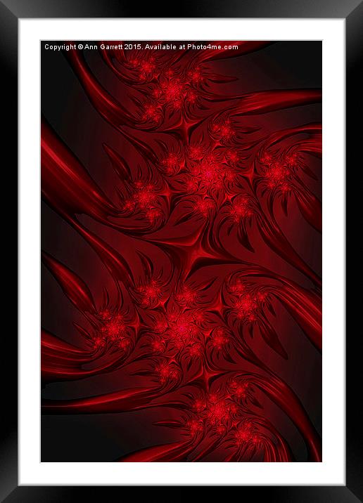 Red Fractal Stars Framed Mounted Print by Ann Garrett