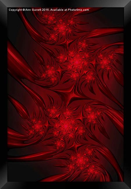 Red Fractal Stars Framed Print by Ann Garrett