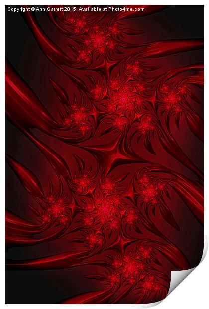 Red Fractal Stars Print by Ann Garrett
