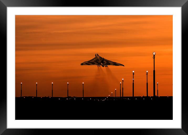  Vulcan Bomber sunset take off Framed Mounted Print by Oxon Images