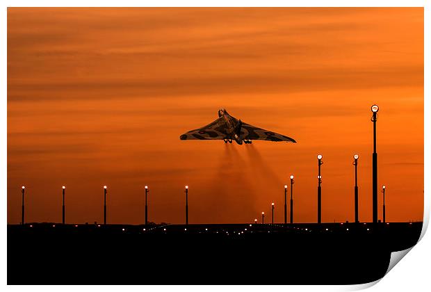  Vulcan Bomber sunset take off Print by Oxon Images
