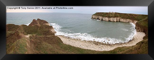 Panoramic View of Thornwick Bay, Yorkshire Framed Print by Terry Senior