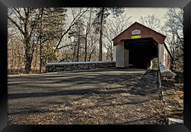  Covered Bridge at Stover Mill Framed Print by Tom and Dawn Gari