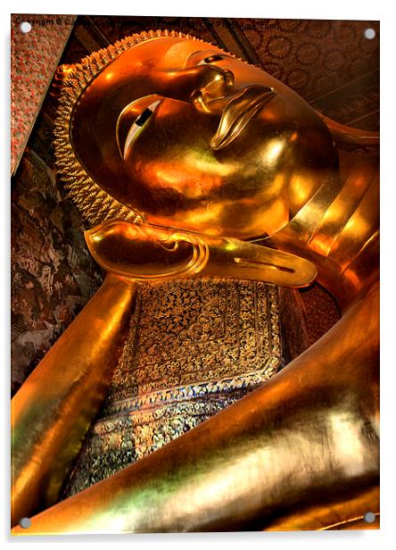  The Reclining Buddha, Wat Pho, Bangkok, Thailand  Acrylic by Carole-Anne Fooks
