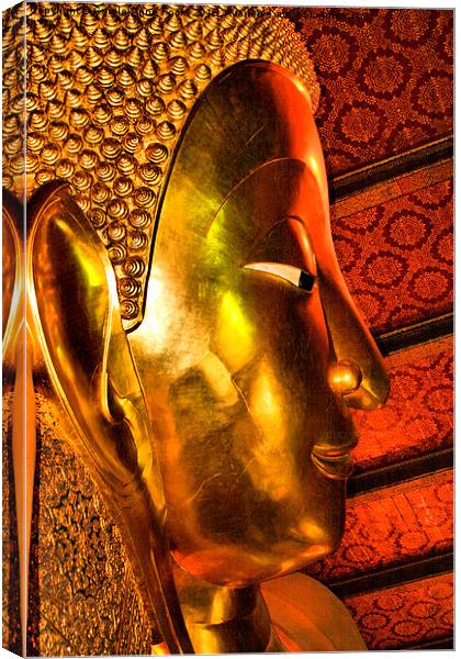  Portrait: The Reclining Buddha, Wat Pho, Bangkok, Canvas Print by Carole-Anne Fooks