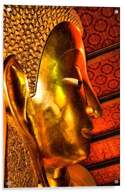  Portrait: The Reclining Buddha, Wat Pho, Bangkok, Acrylic by Carole-Anne Fooks