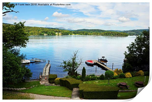 Windermere, from a local hotel grounds Print by Frank Irwin