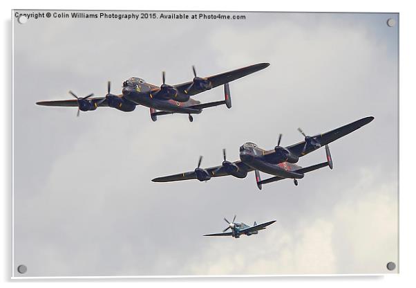  The Two Lancasters  and Spitfire Acrylic by Colin Williams Photography