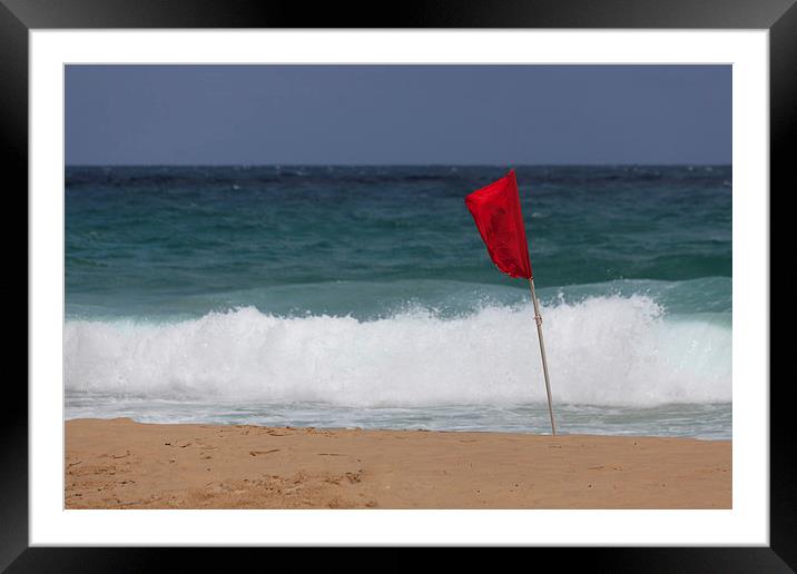  Red flag No Swimming Framed Mounted Print by Leighton Collins