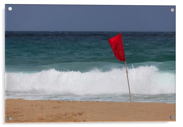  Red flag No Swimming Acrylic by Leighton Collins
