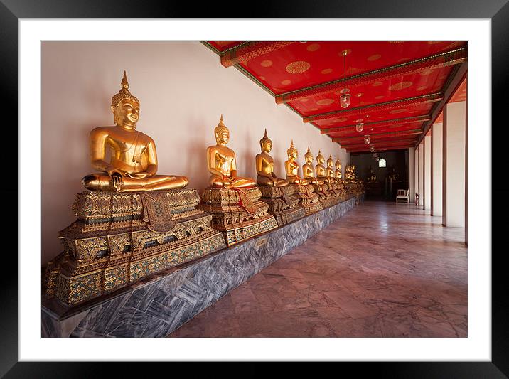  Golden Buddha Statues Framed Mounted Print by Leighton Collins