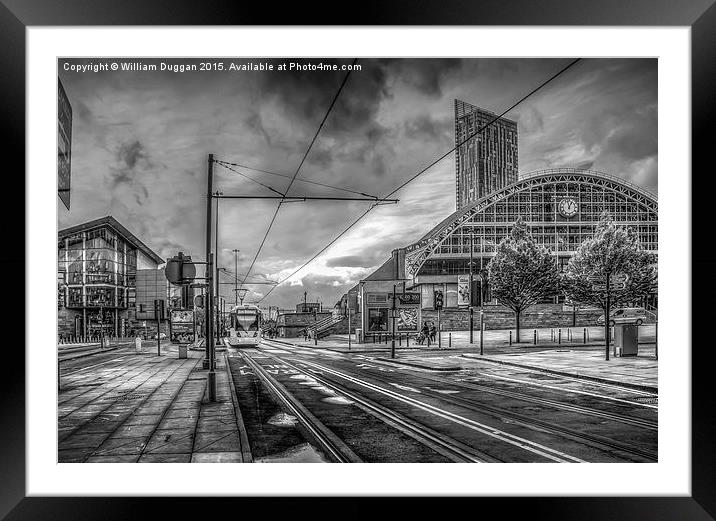  Manchester Morning Tram (Black and White) Framed Mounted Print by William Duggan