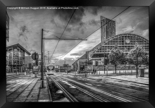  Manchester Morning Tram (Black and White) Framed Print by William Duggan