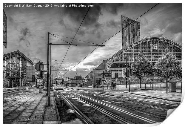  Manchester Morning Tram (Black and White) Print by William Duggan