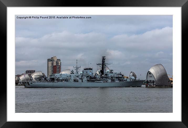  HMS St Albans Frigate at the Thames Barrier in Lo Framed Mounted Print by Philip Pound