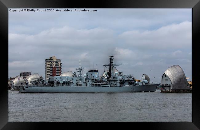  HMS St Albans Frigate at the Thames Barrier in Lo Framed Print by Philip Pound