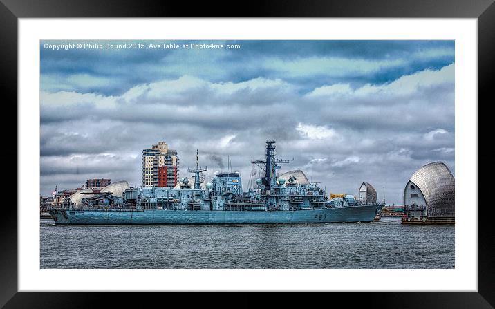 Frigate HMS St Albans at the Thames Barrier Framed Mounted Print by Philip Pound