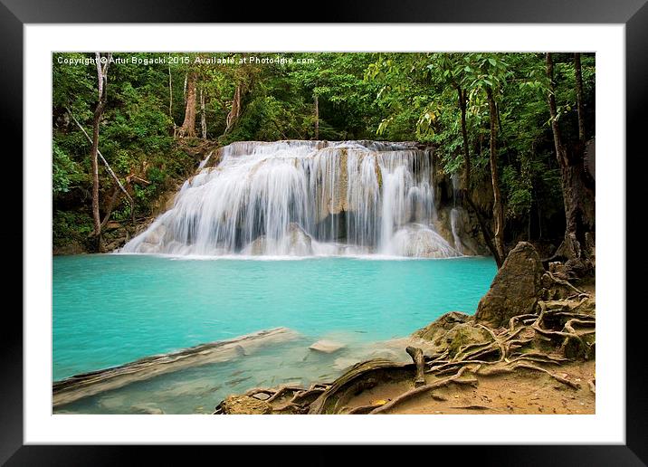 Waterfall in Erawan National Park in Thailand Framed Mounted Print by Artur Bogacki