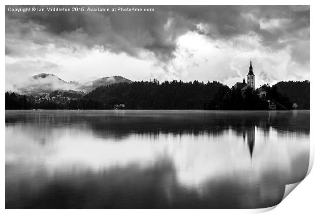 After the rain at Lake Bled Print by Ian Middleton